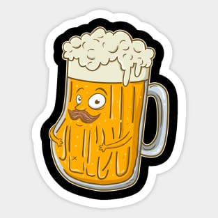 Adorable Mustachioed Beer Drinking Joke Drinkers Sticker